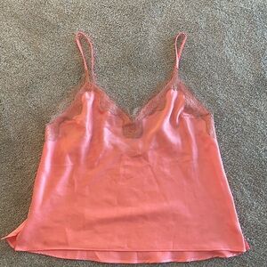 Victorias Secret Coral Lace Trim Cami Top
